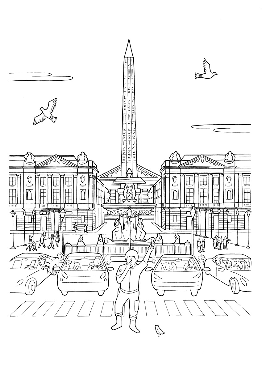 PLACE DE LA CONCORDE, ink fineliners on paper, 21 x 29,7 cm, 2015