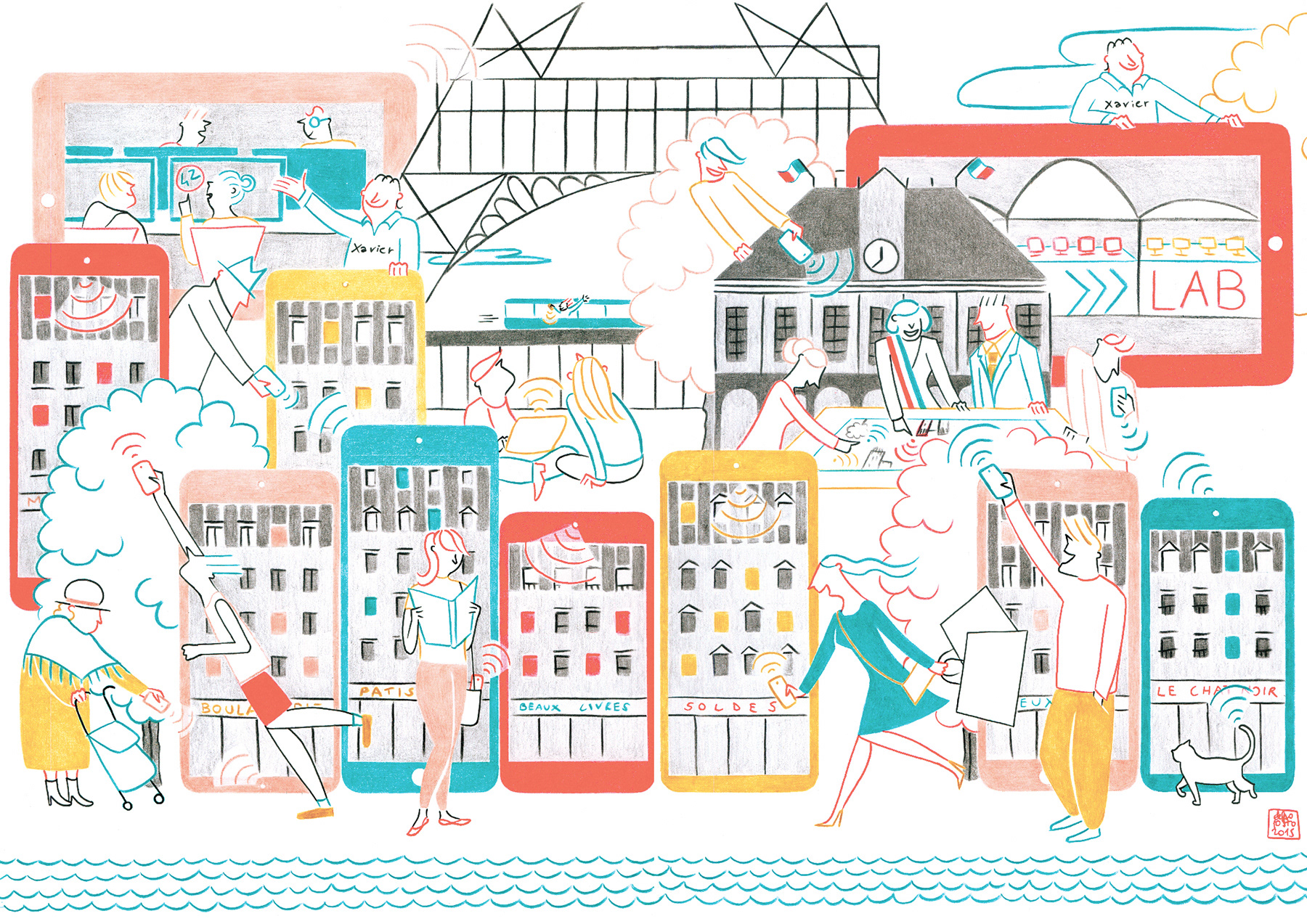 PARIS NUMÉRIQUE, pencils and fineliners on paper, 42 x 29,7 cm