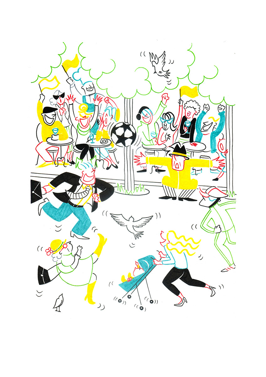 PARIS FOOT, pencils, fineliners and markers on paper, 21 x 29,7 cm, 2016