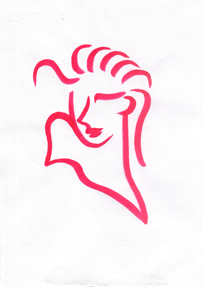 FASHION SKETCH N° 4, brush pen on paper, 10,5 x 15 cm, 2020