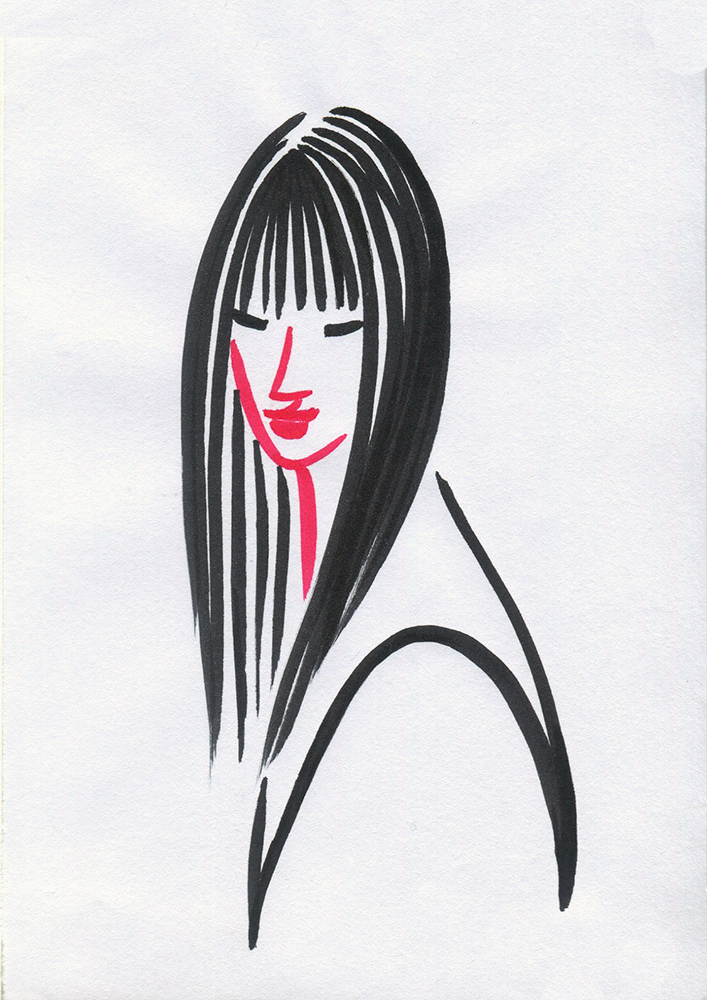 GOGO YUBARI, brush pens on paper, 10,5 x 15 cm, 2020