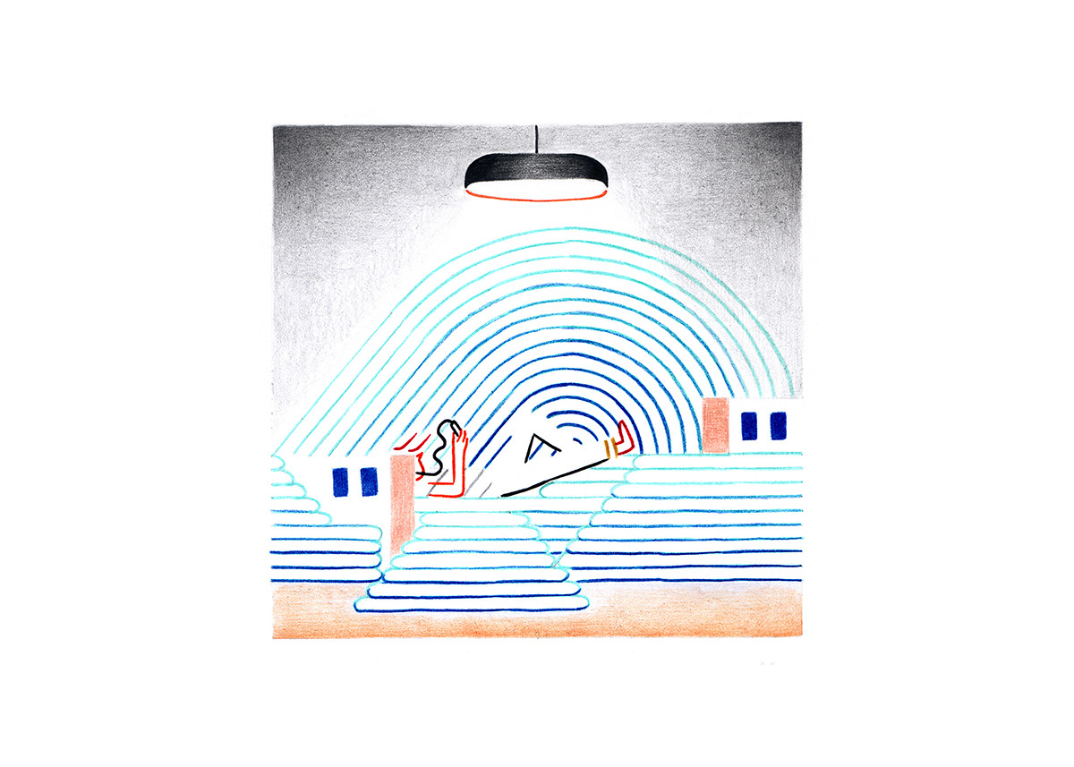 STUDIO 13-16, pencils and fineliners on paper, 21 x 15 cm​​​​​​​, 2014