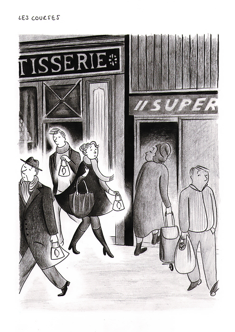 LES COURSES, pencils and fineliners on paper, 21 x 29,7 cm, 2013