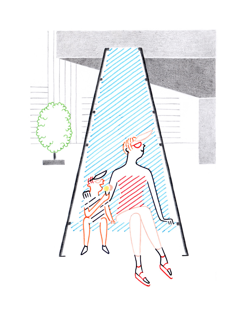 ÉCHELLES URBAINES, pencils and fineliners on paper, 15 x 21 cm, 2014