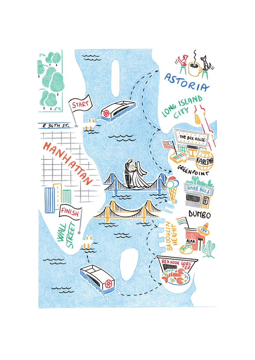 FROM NEW YORK FERRIES, pencils and fineliners on paper, 21 x 29,7 cm, 2019