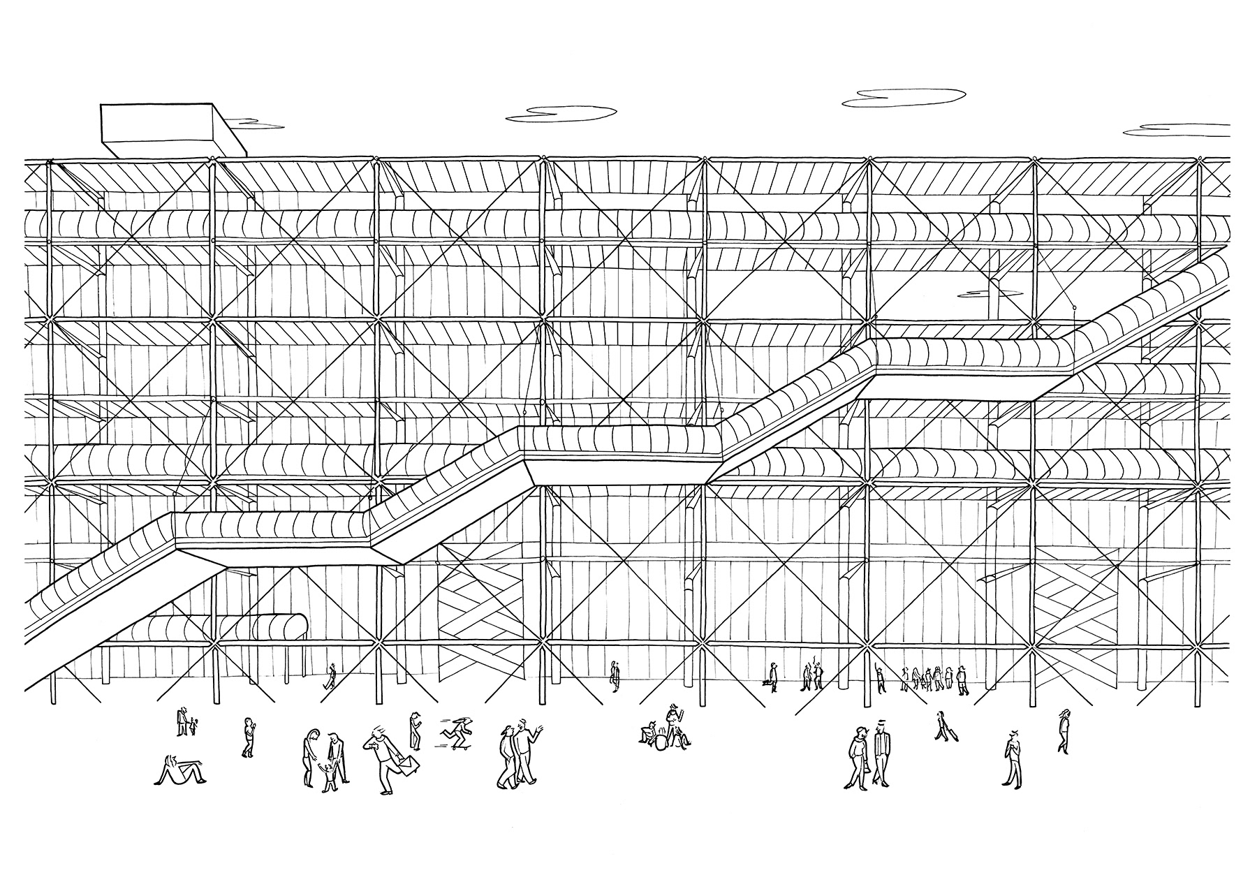 LE BEAUBOURG, ink fineliners on paper, 42 x 29,7 cm, 2015