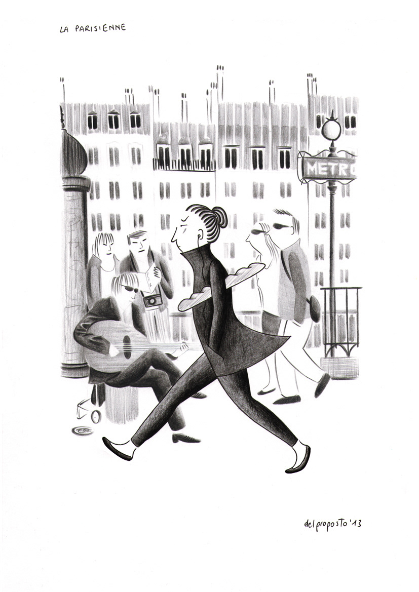 LA PARISIENNE, pencils and fineliners on paper, 21 x 29,7 cm, 2013