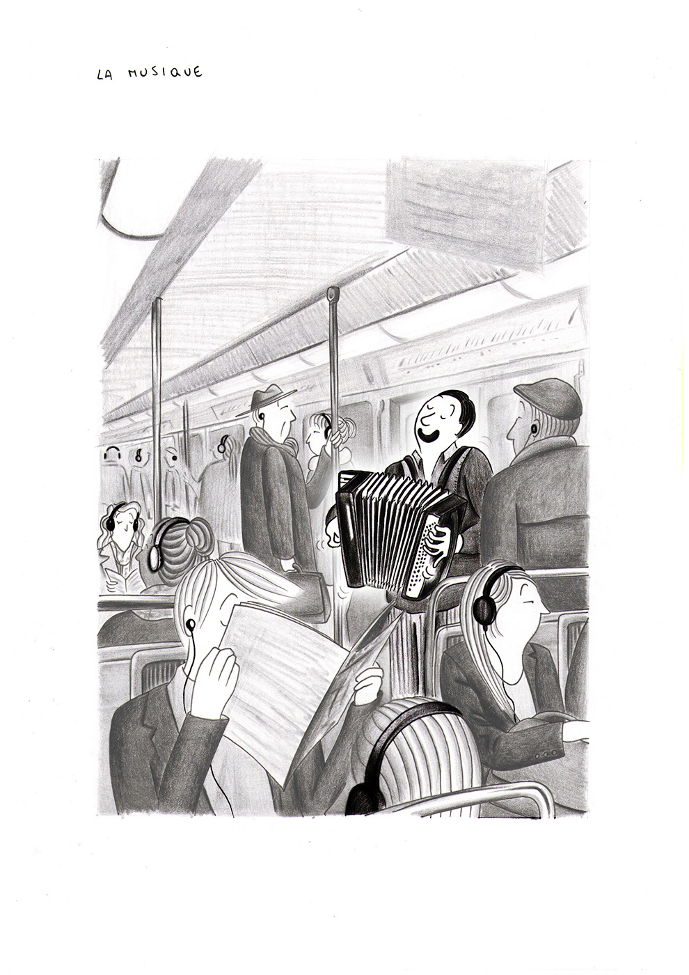 LA MUSIQUE, pencils and fineliners on paper, 21 x 29,7 cm, 2013