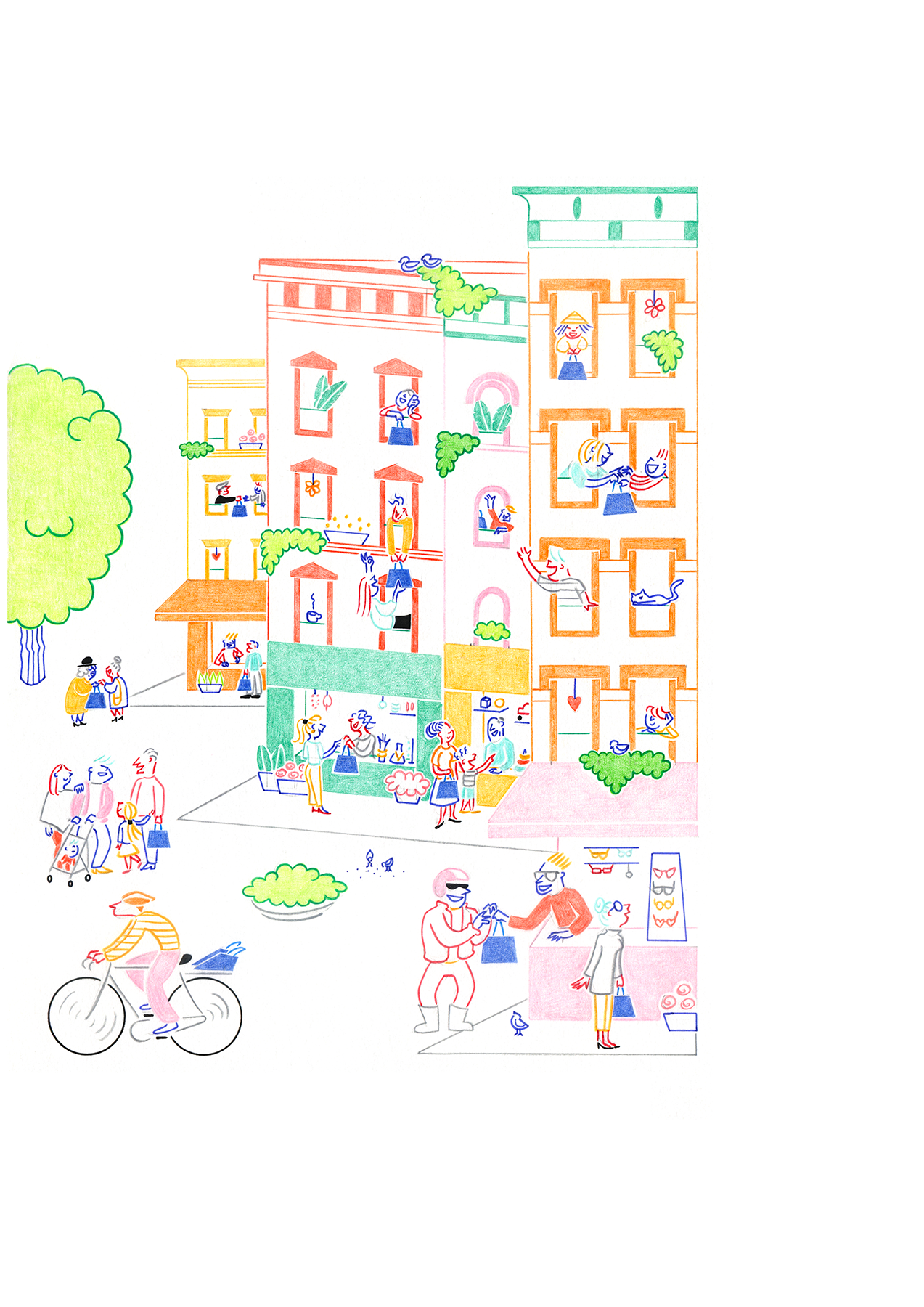 SHARING 2, pencils and fineliners on paper, 29,7 x 42 cm, 2018​​​​​​​