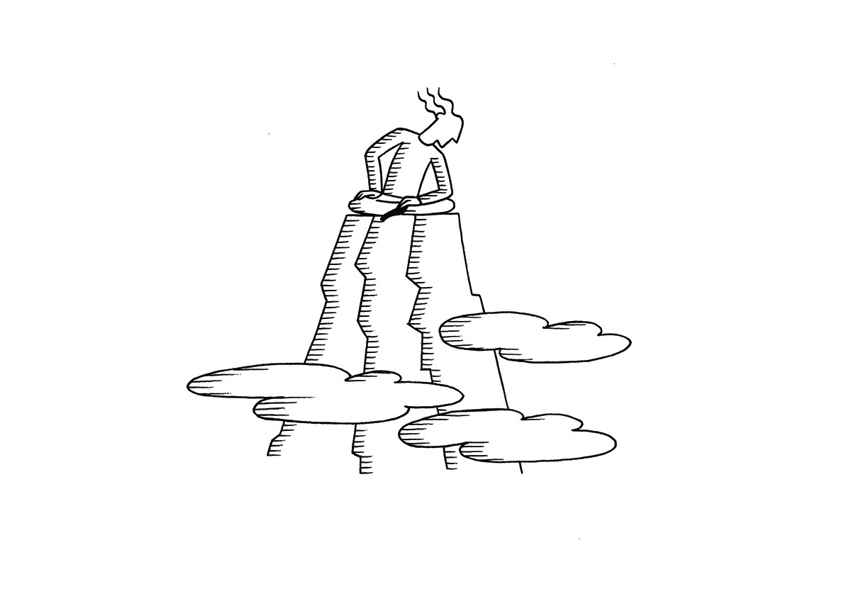 AWAY FROM OTHERS, ink fineliners on paper, 21 x 15 cm, 2017