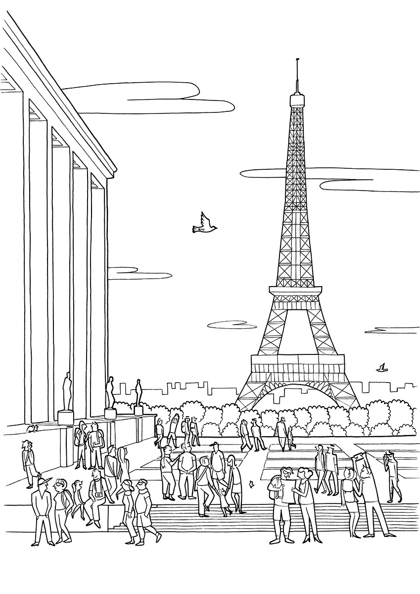 LE TROCADÉRO, ink fineliners on paper, 21 x 29,7 cm, 2015