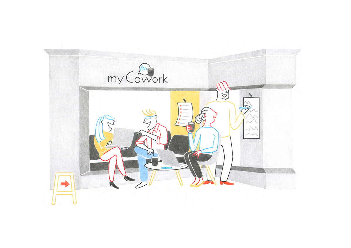 MY COWORK, pencils and fineliners on paper, 29,7 x 21 cm, 2015