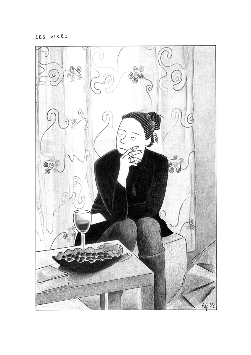 LES VICES, ink fineliners and pencils on paper, 21 x 29,7 cm, 2012