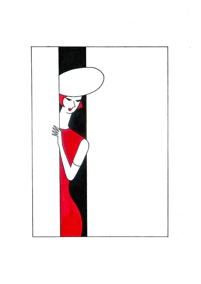 CHRISTMAS LADY, ink and markers on paper, 15 x 21 cm, 2018