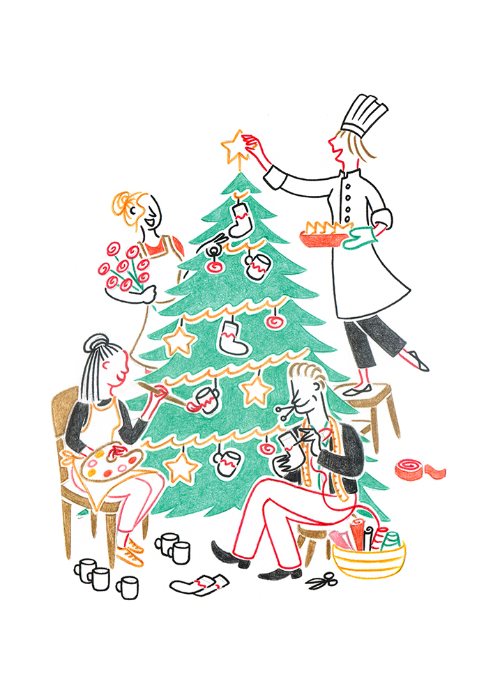 CHRISTMAS WORKSHOP, pencils and fineliners on paper, 15 x 21 cm, 201​​​9