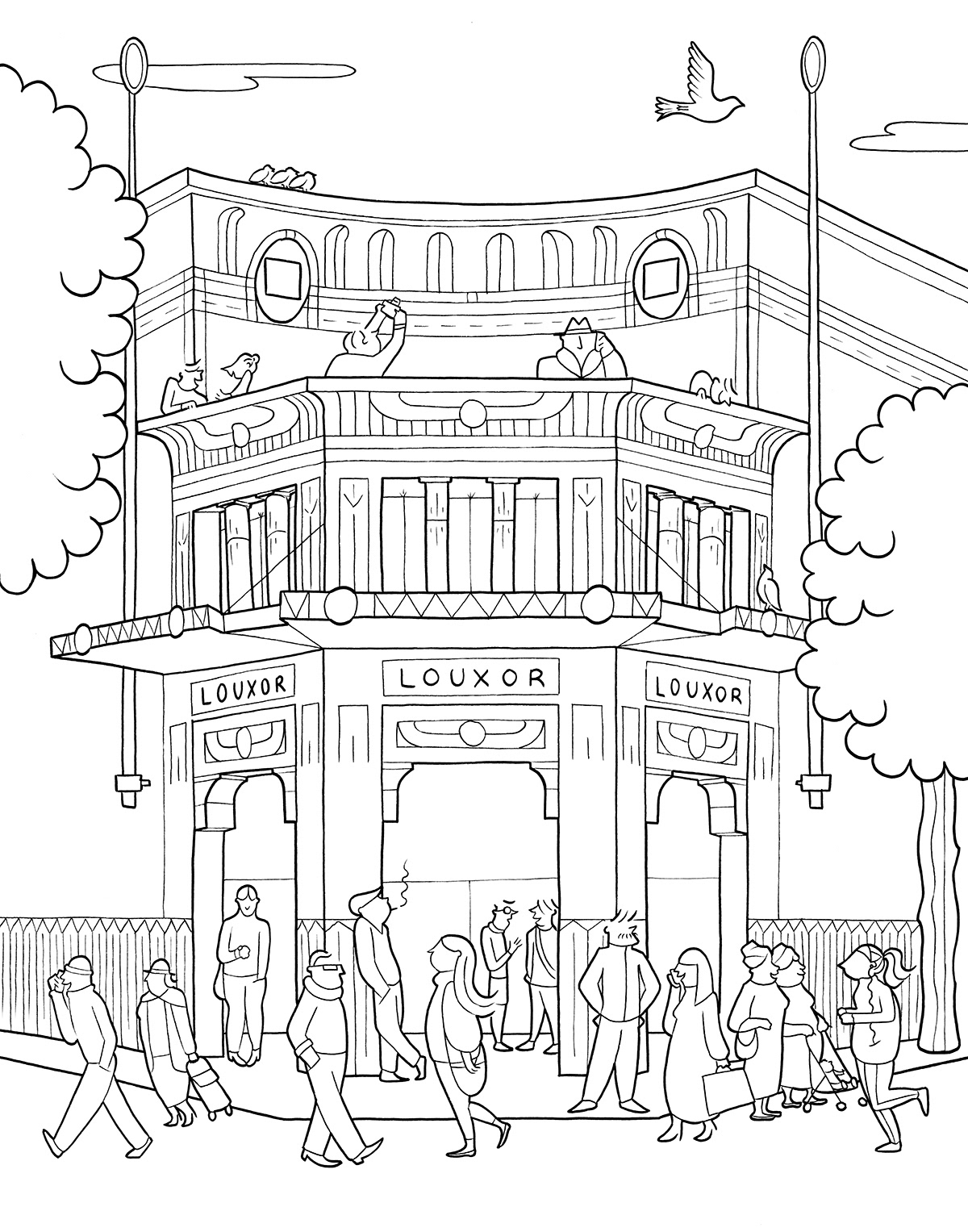 LE CINÉMA LOUXOR, ink fineliners on paper, 21 x 29,7 cm, 2015
