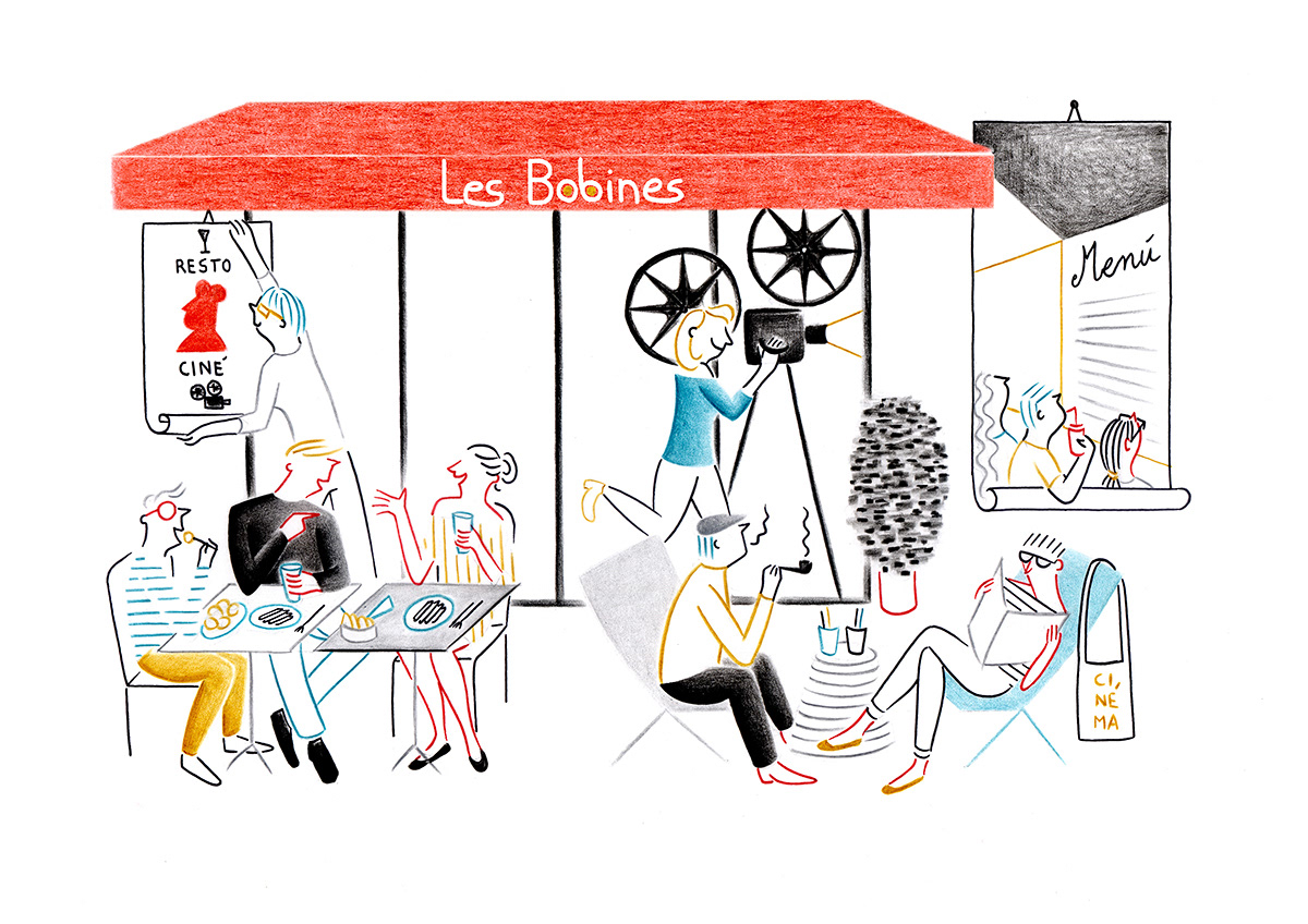 LES BOBINES, pencils and fineliners on paper, 29,7 x 21 cm, 2014