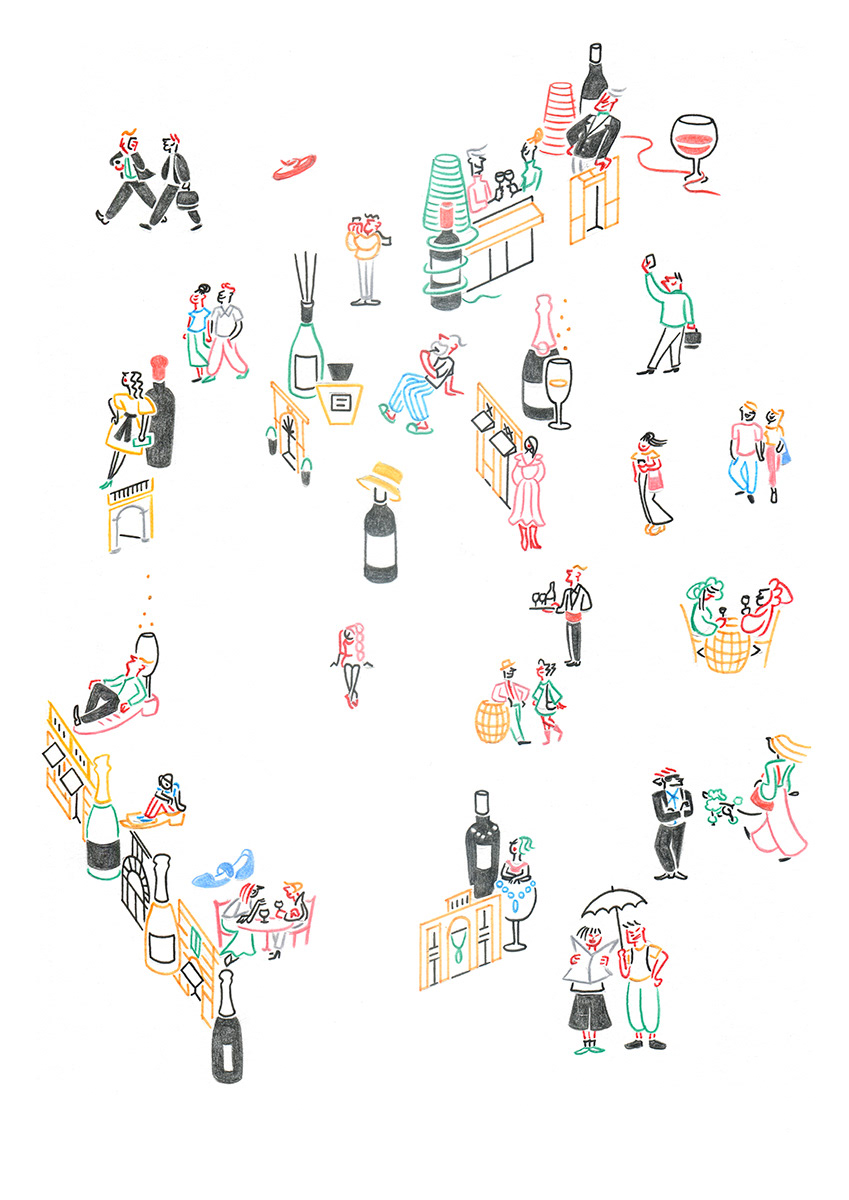 FASHION CROWD 2, pencils and fineliners on paper, 21 x 29,7 cm, 2019 