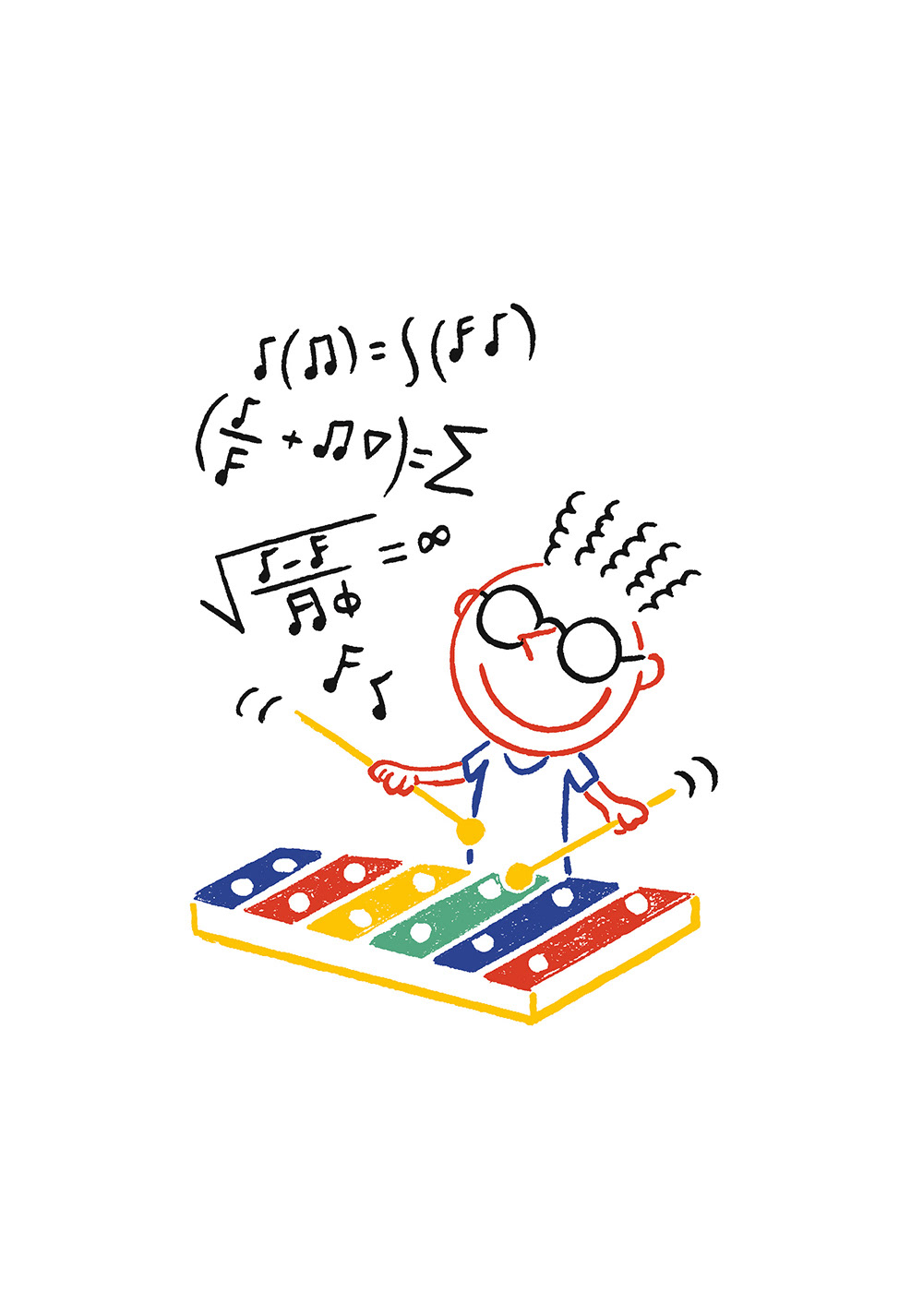 XYLOPHONE,  pencils and fineliners on paper, digital editing, 10,5 x 15 cm, 2019