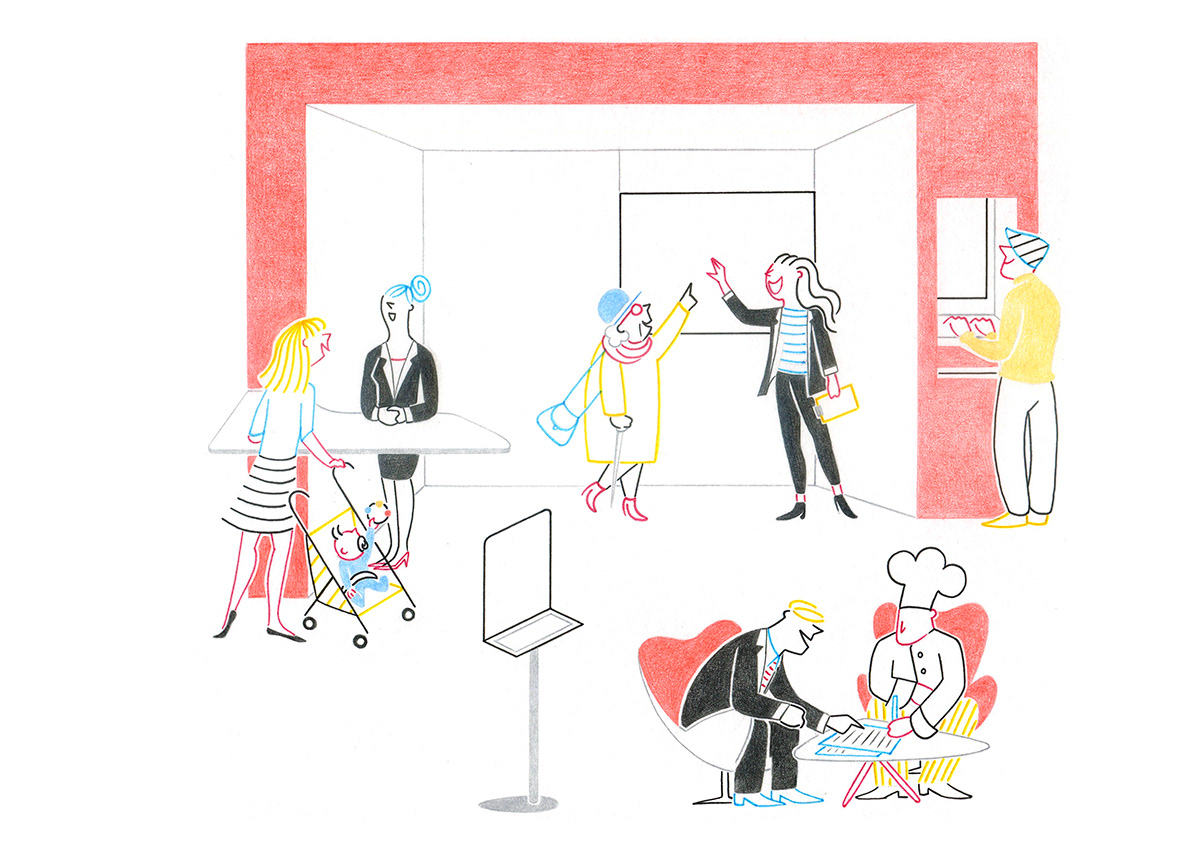 LOCAL BANK, pencils and fineliners on paper, 29,7 x 21 cm, 2016