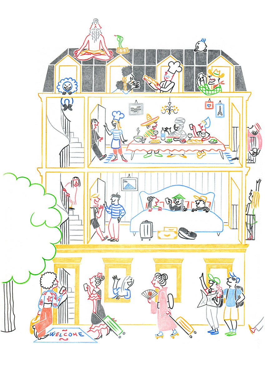 CO-LIVING, pencils and fineliners on paper, 21 x 29,7 cm, 2017