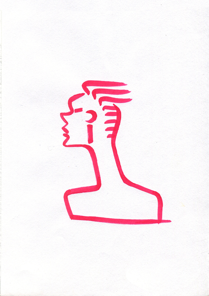 FASHION SKETCH N° 3, brush pen on paper, 10,5 x 15 cm, 2020