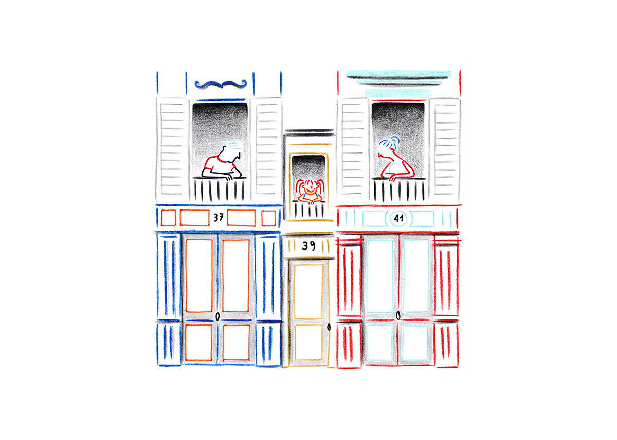 THE SMALLEST HOUSE IN PARIS, pencils and fineliners on paper, 21 x 15 cm​​​, 2014​​​​