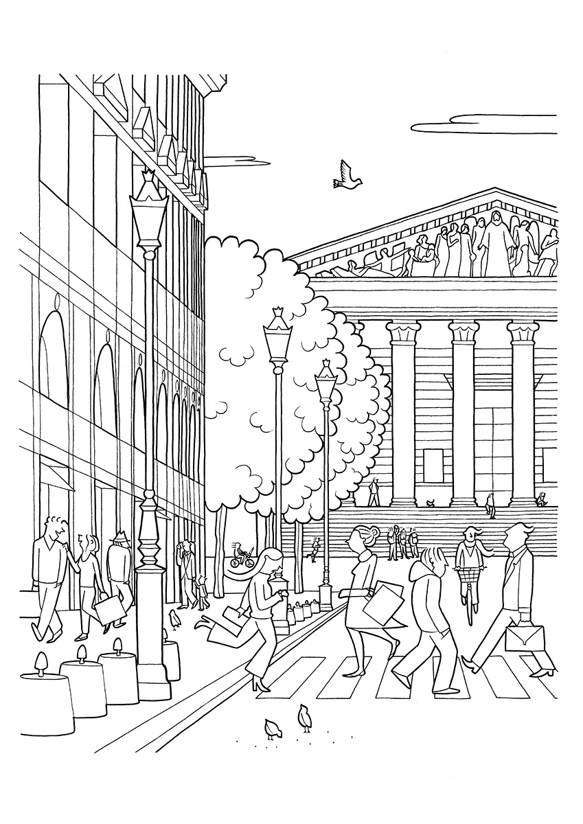 LA RUE ROYALE, ink fineliners on paper, 21 x 29,7 cm, 2015