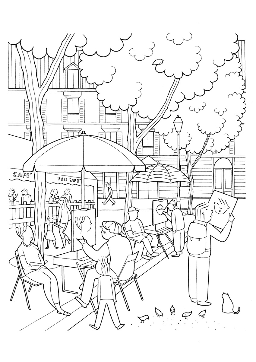 LES PEINTRES, ink fineliners on paper, 21 x 29,7 cm, 2015