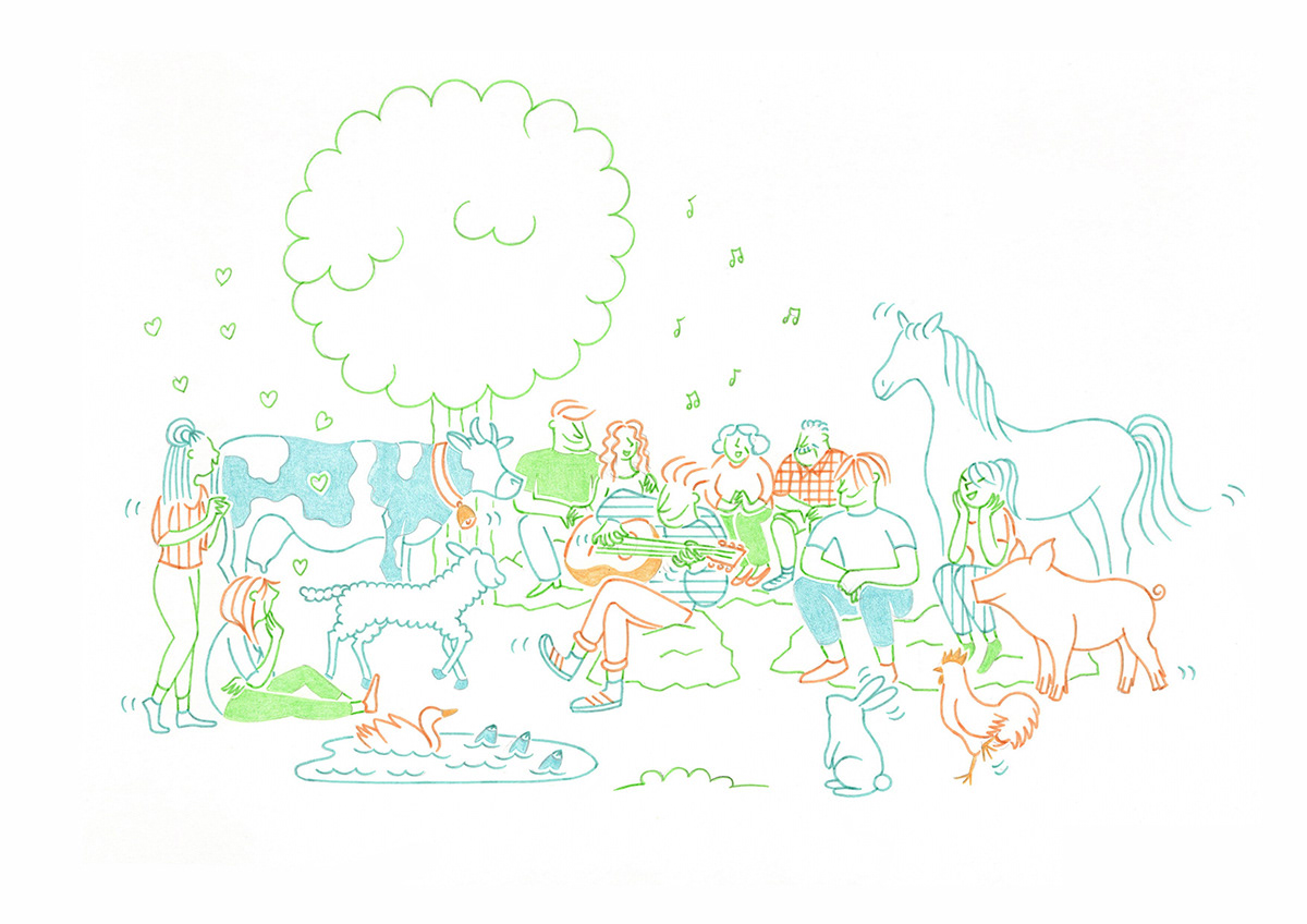 FARM CROWD, pencils and fineliners on paper, 29,7 x 21 cm, 2019