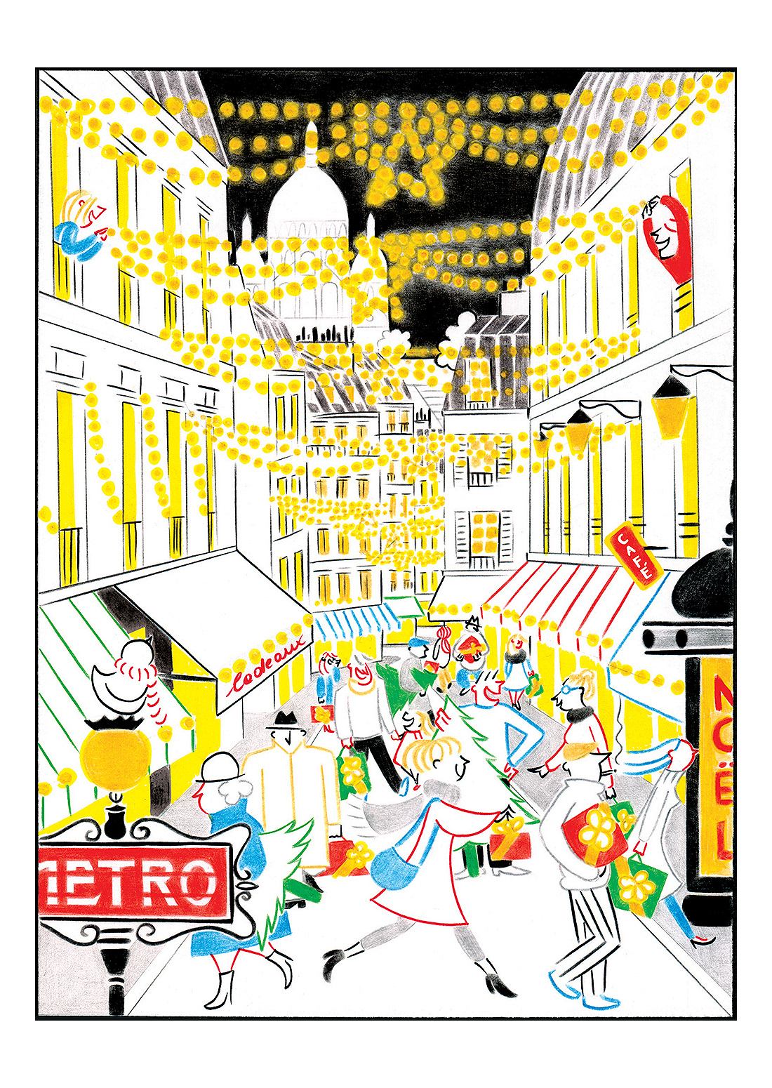 CHRISTMAS IN PARIS, pencils and fineliners on paper, 21 x 29,7 cm, 2015