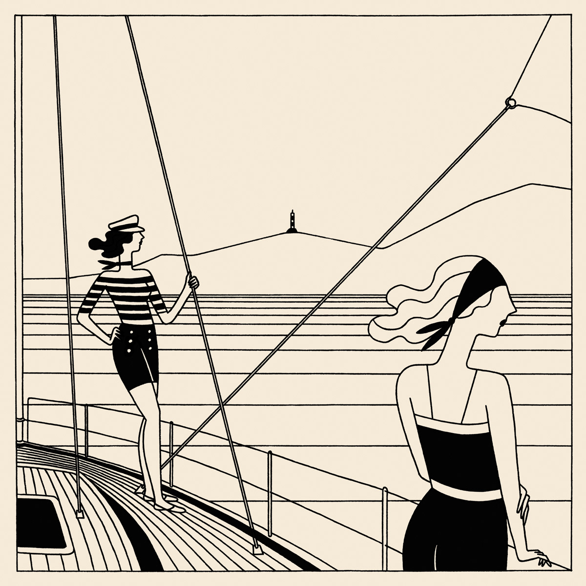 SAILING, ink fineliners on paper and digital coloration, 20 x 20 cm, 2017