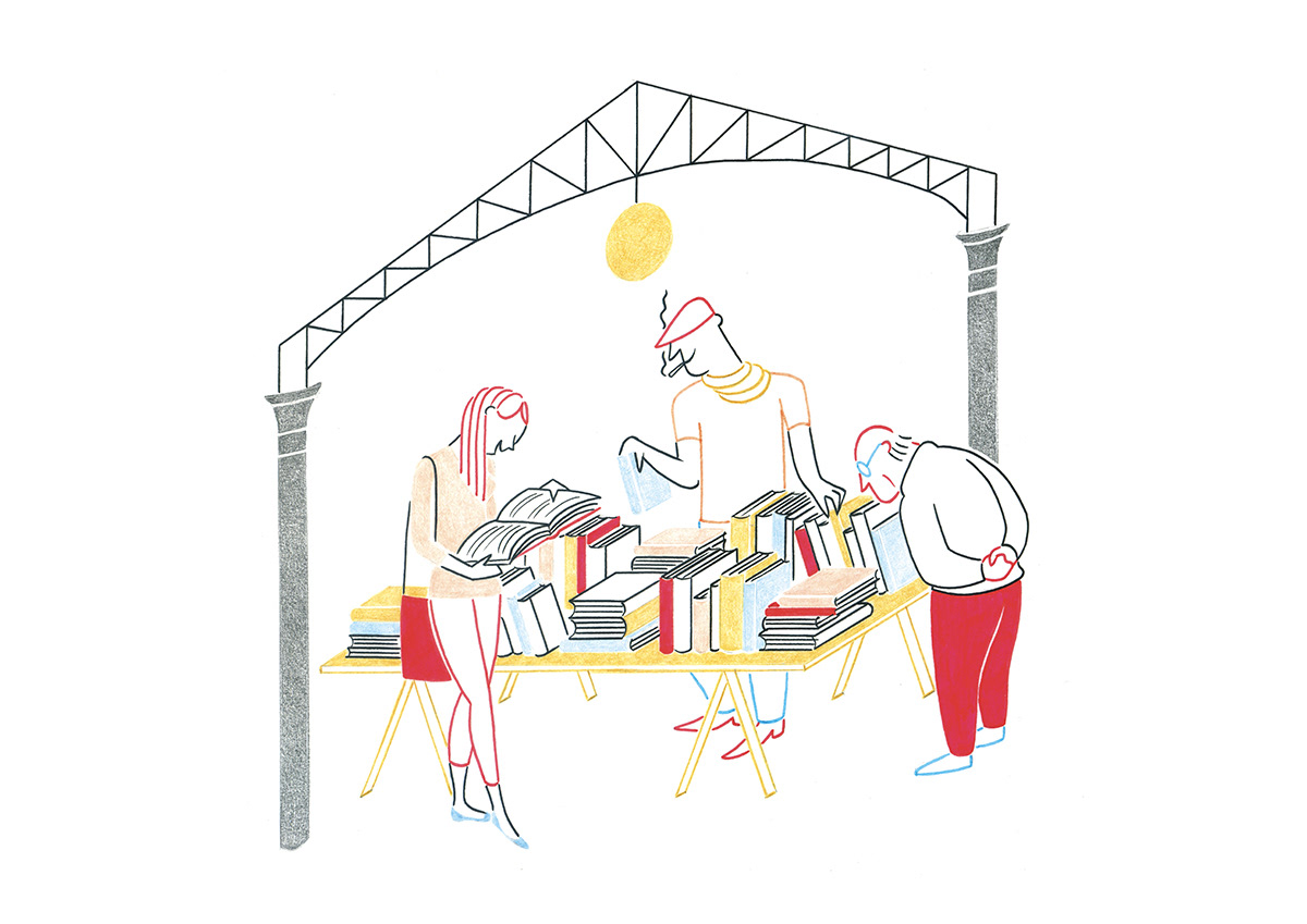 BOOK MARKET, pencils, markers and fineliners on paper, 29,7 x 21 cm, 2016