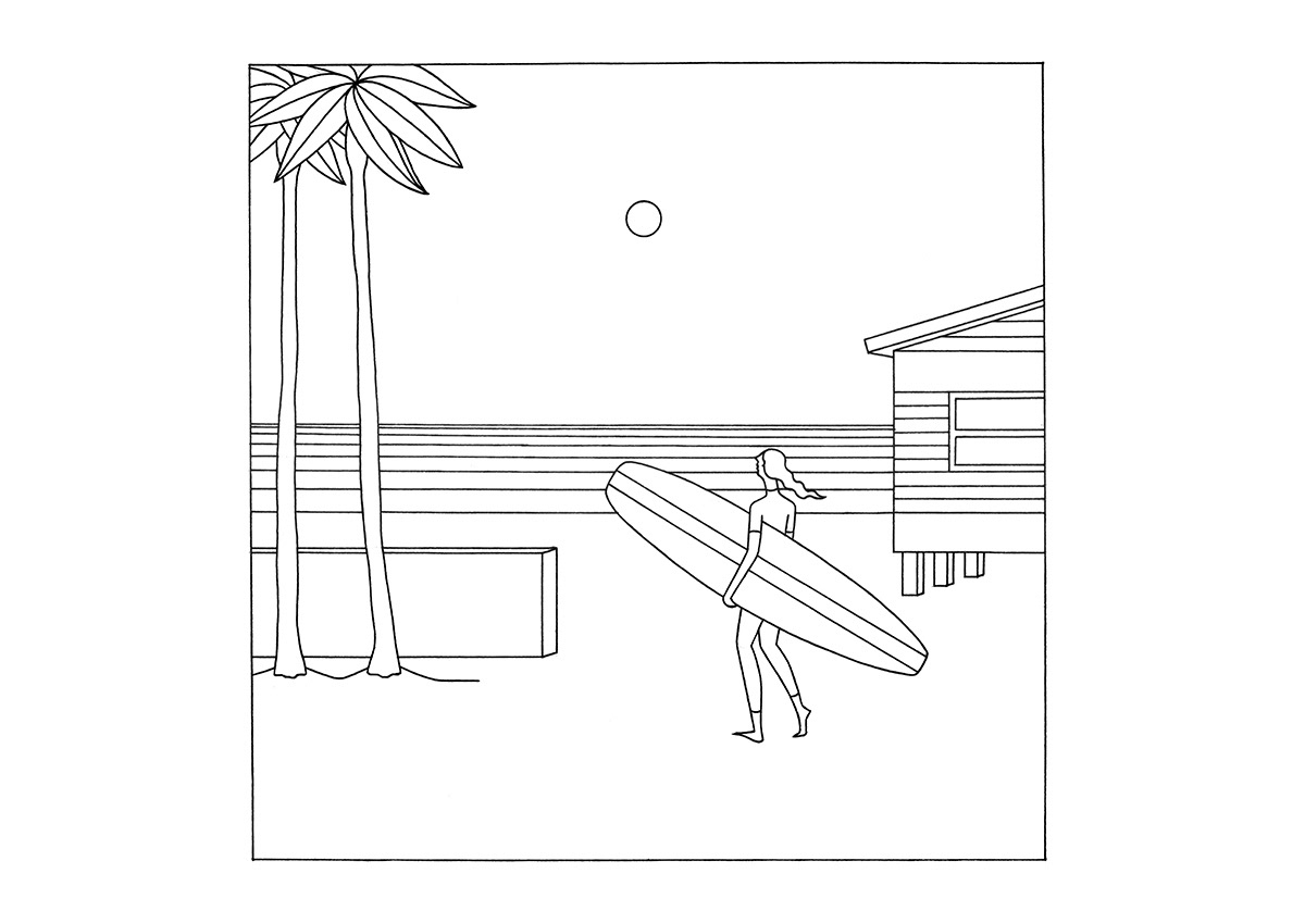 THE BEACH, ink fineliner on paper, 29,7 x 21 cm, 2017