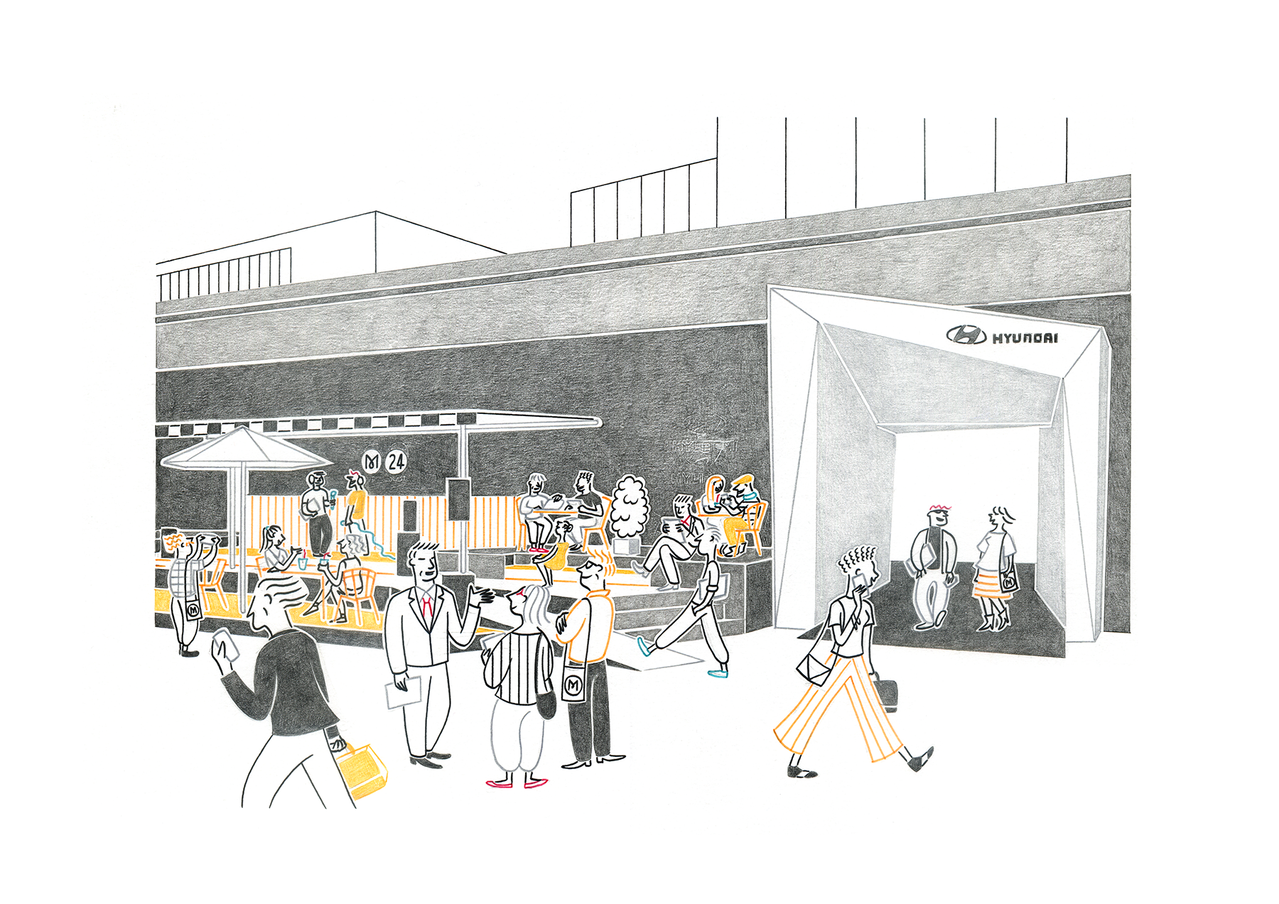 THE EXPO CROWD, pencils and fineliners on paper, 42 x 29,7 cm, 2018​​​​​​