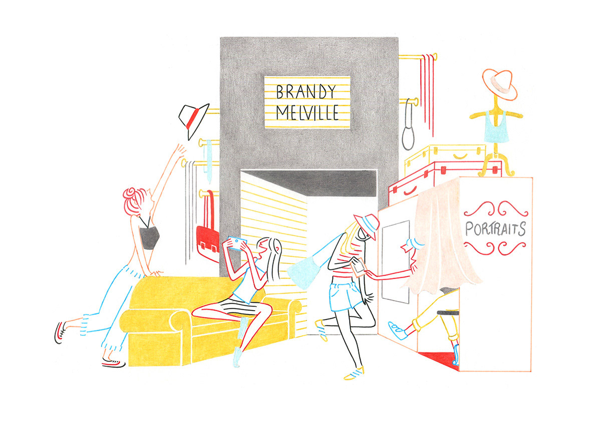 BRANDY MELVILLE, pencils and fineliners on paper, 29,7 x 21 cm, 2015