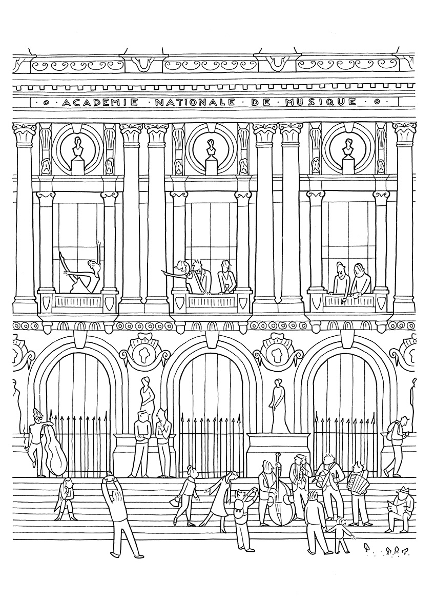 L'OPÉRA GARNIER, ink fineliners on paper, 21 x 29,7 cm, 2015