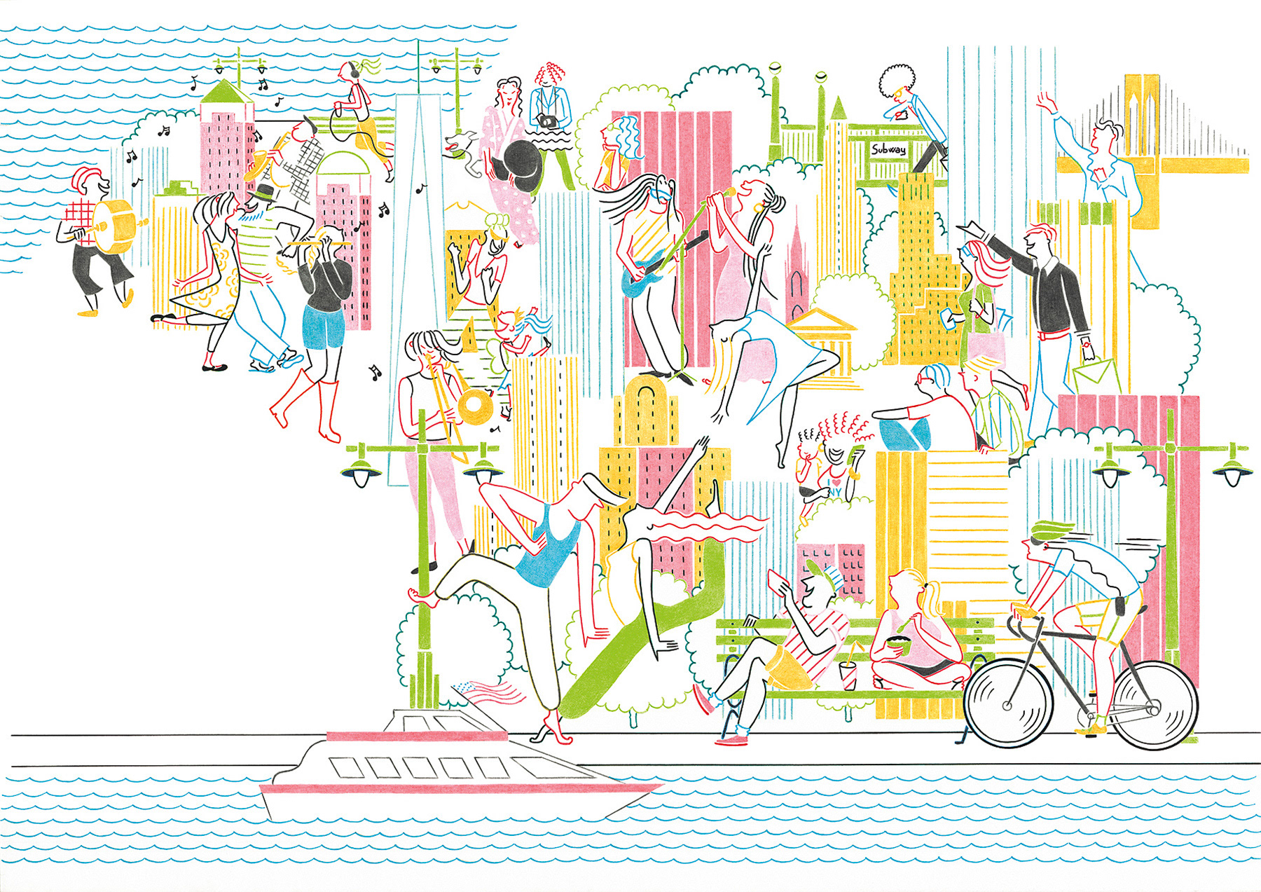 SPRING FESTIVAL IN MANHATTAN, pencils and fineliners on paper, 42 x 29,7 cm, 2015