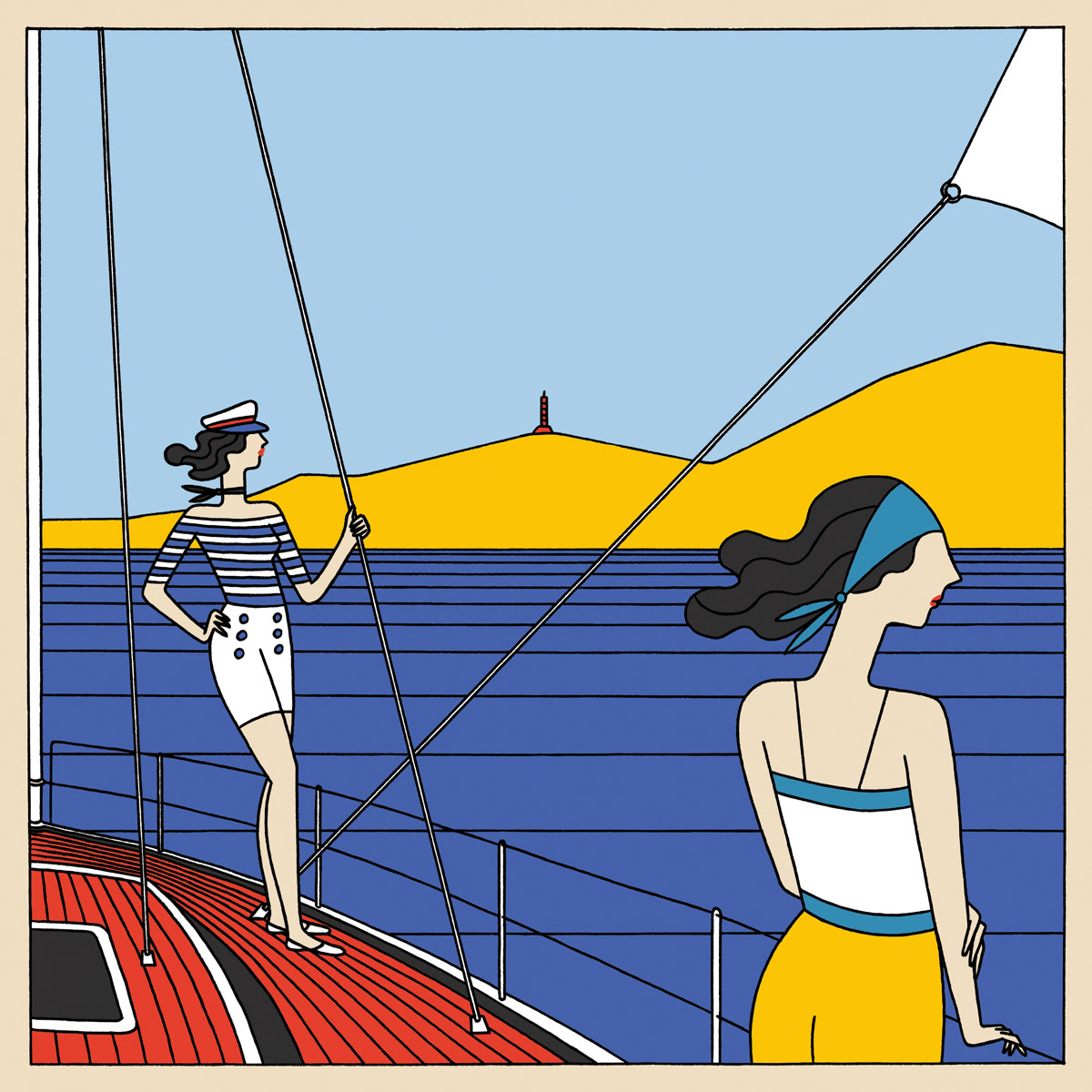 SAILING, ink fineliners on paper and digital coloration, 20 x 20 cm, 2017