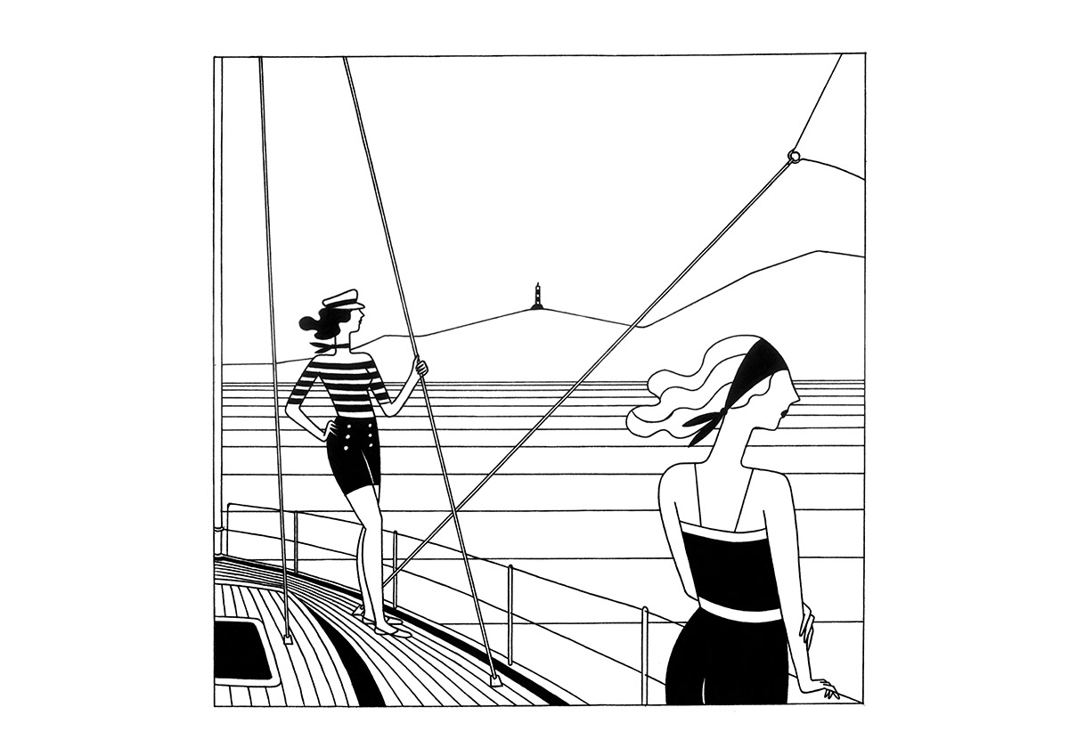 SAILING, ink fineliner and brush pen on paper, 29,7 x 21 cm, 2017