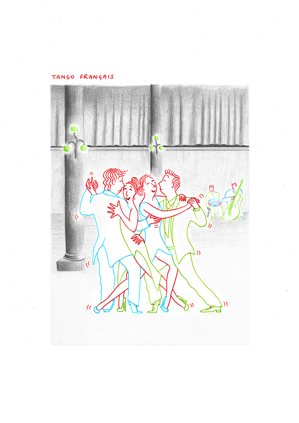TANGO FRANÇAIS, pencils and fineliners on paper, 21 x 29,7 cm, 2012