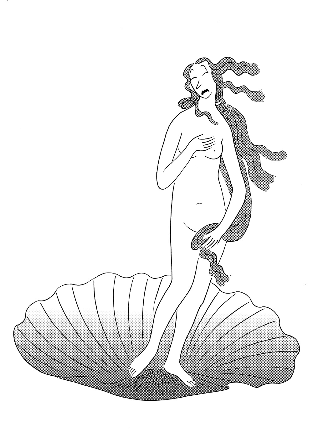 DESPERATE VENUS, ink on paper and digital coloration, 21 x 29,7 cm​​​​​​​, 2012