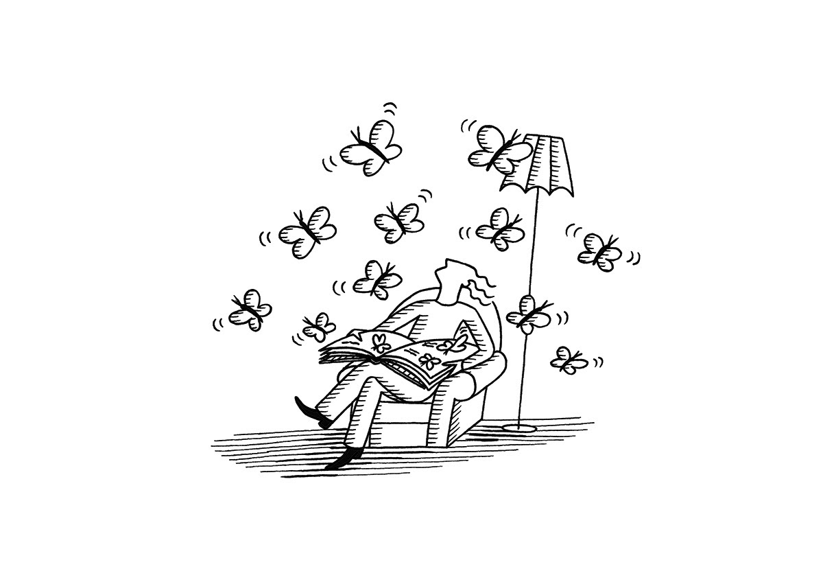 READING, ink fineliners on paper, 21 x 15 cm, 2017