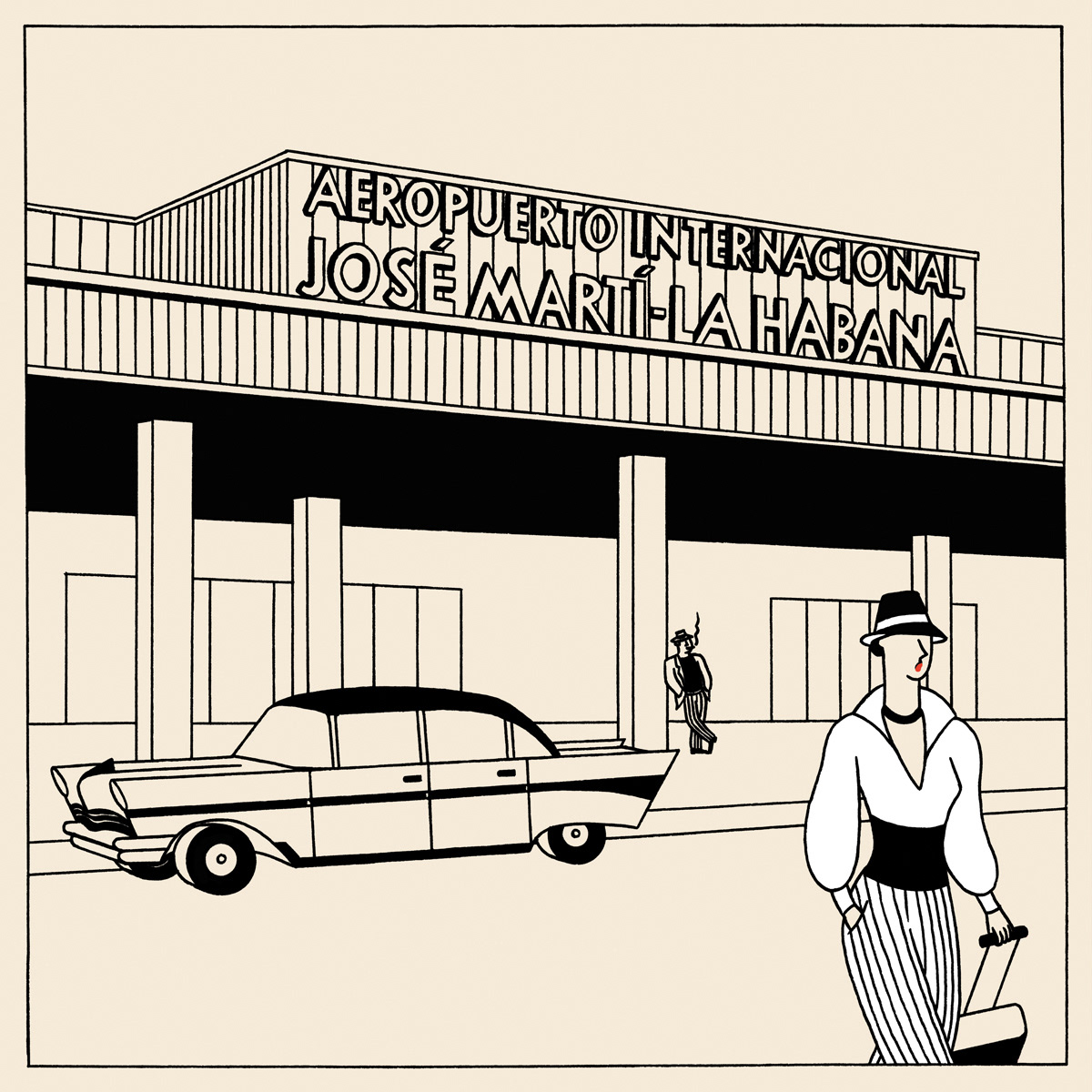 AEROPUERTO, ink fineliners on paper and digital coloration, 20 x 20 cm, 2017