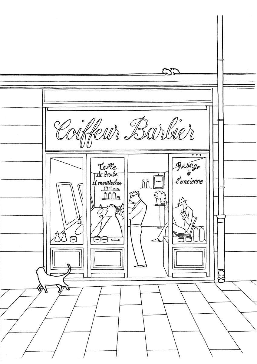 COIFFEUR BARBIER, ink fineliners on paper, 21 x 29,7 cm, 2015