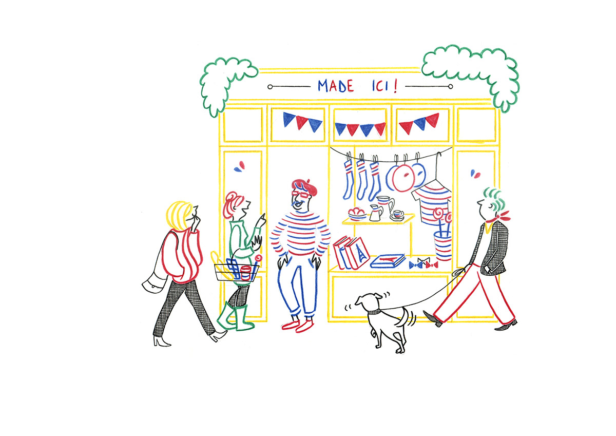 LITTLE BOUTIQUE, pencils and ink fineliner on paper, 29,7 x 21 cm, 2017