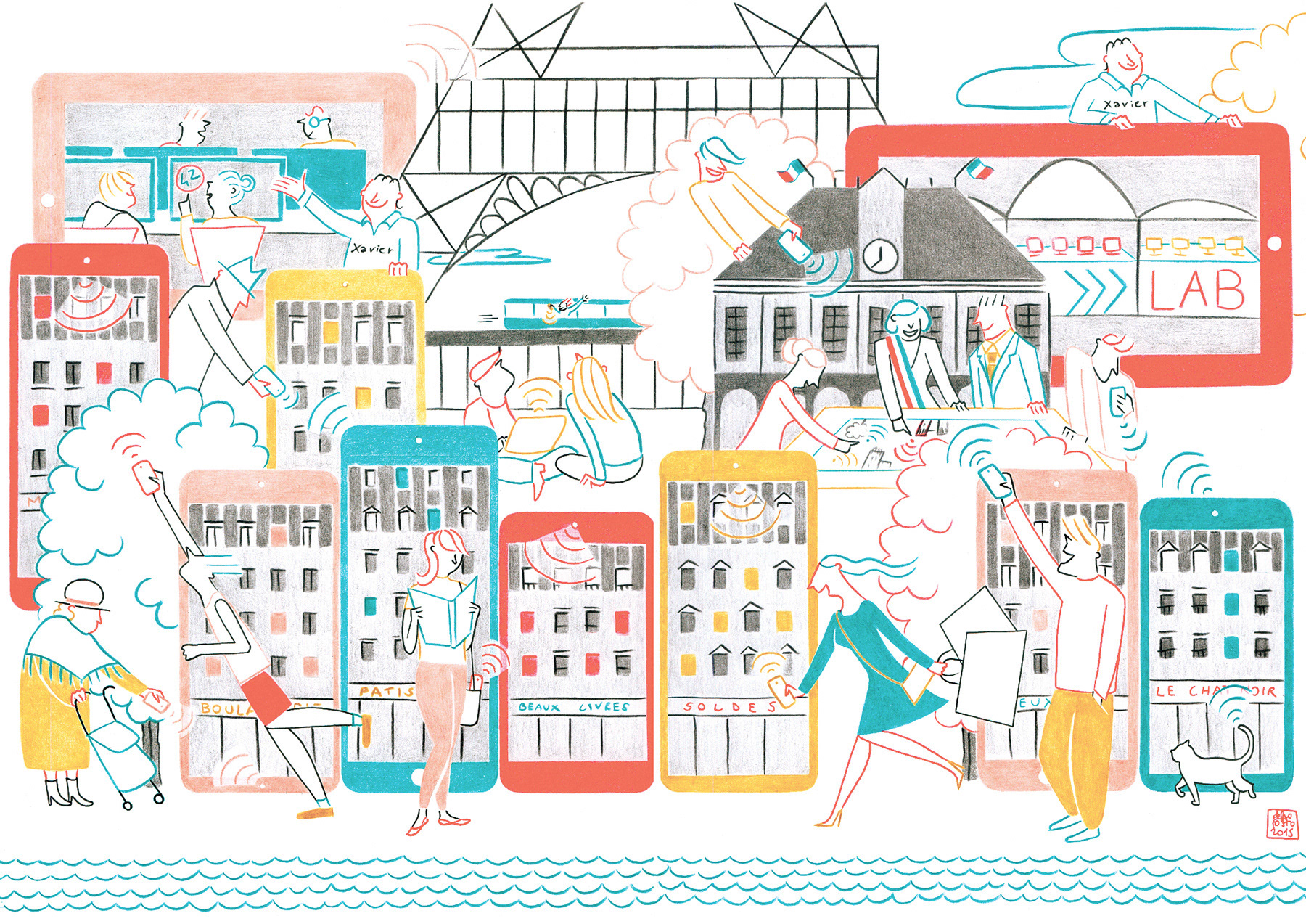 PARIS NUMÉRIQUE, pencils and fineliners on paper, 42 x 29,7 cm, 2015