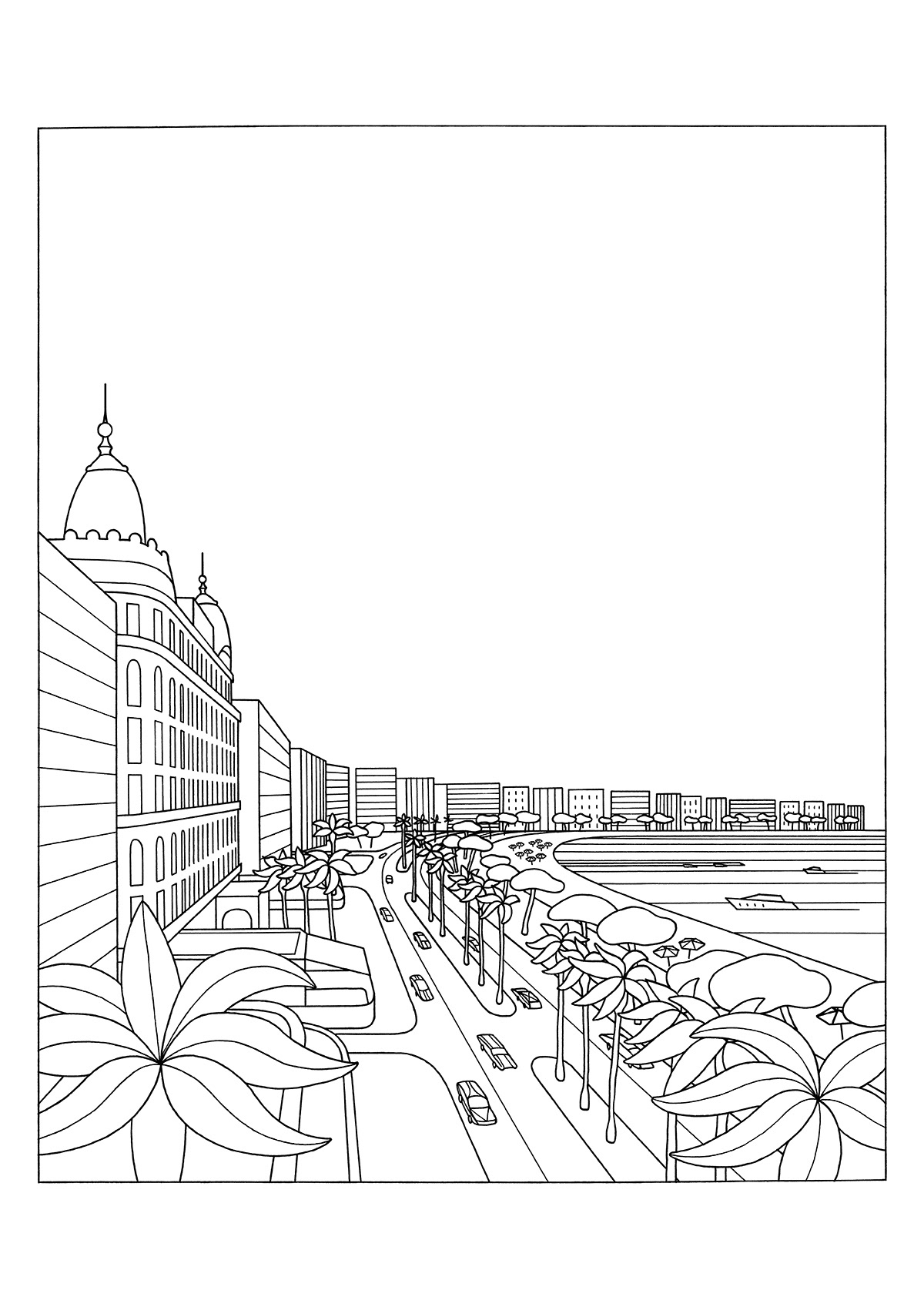 LA CROISETTE DE CANNES, ink fineliner on paper, 21 x 29,7 cm, 2018