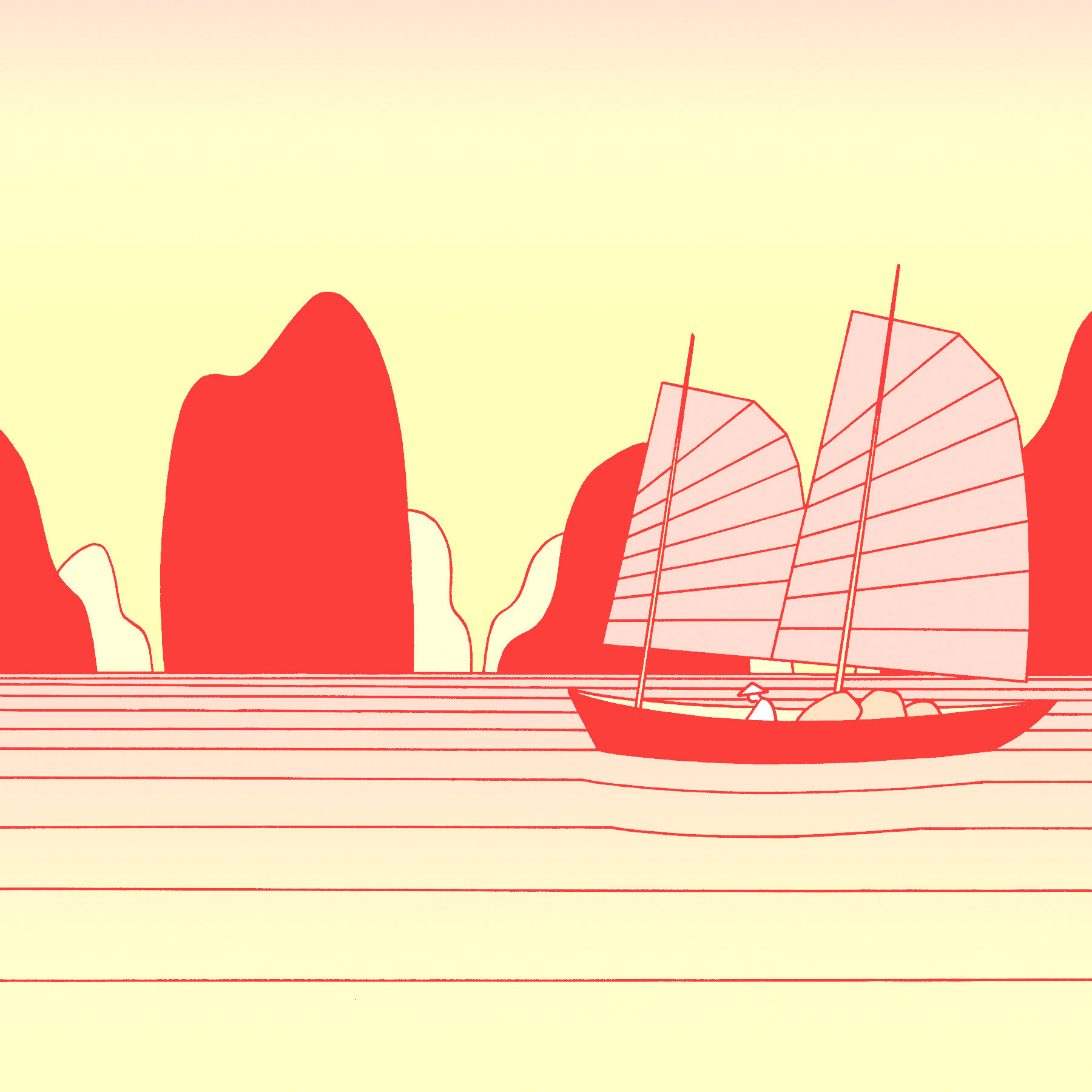 VIETNAM, ink fineliners on paper and digital coloration, 20 x 20 cm, 2021