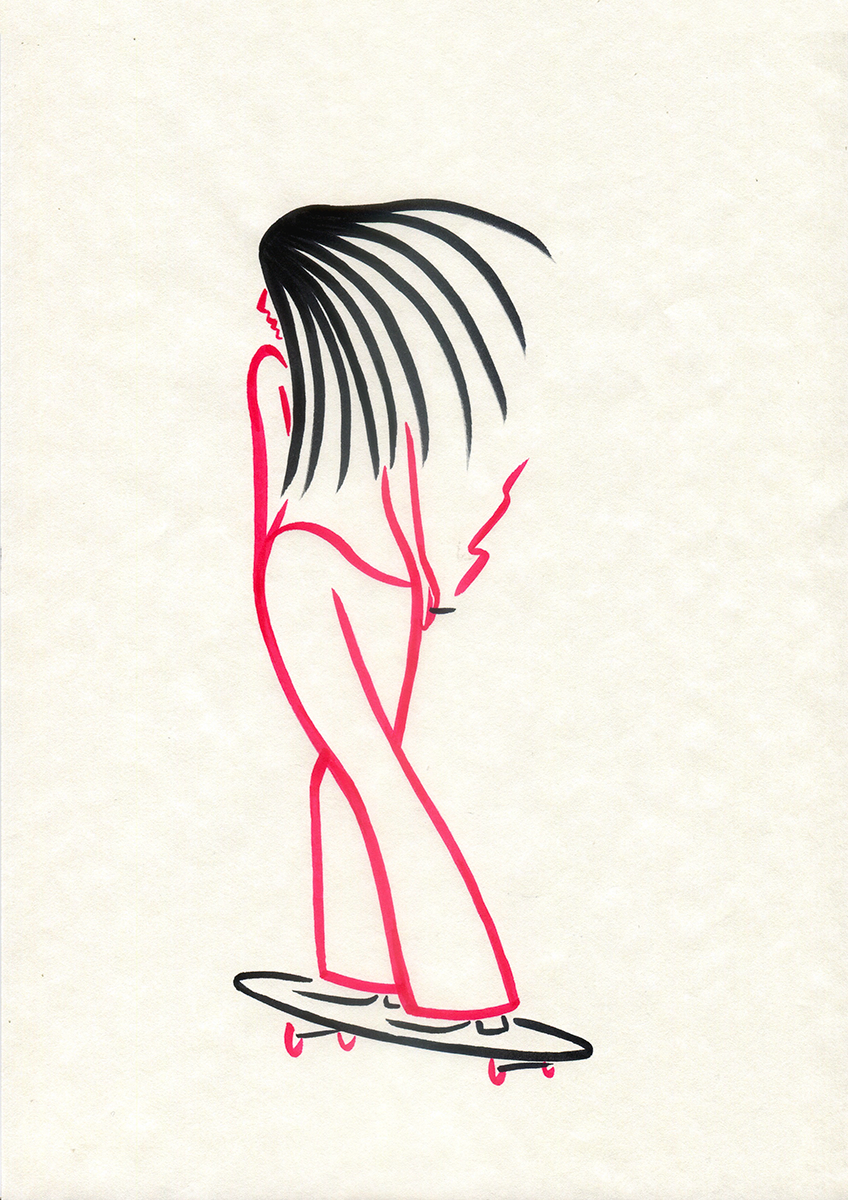 SKATER, brush pens on paper, 21 x 29,7 cm, 2020